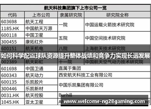如何科学配置球队资源提升整体战绩和竞争力实现长远发展